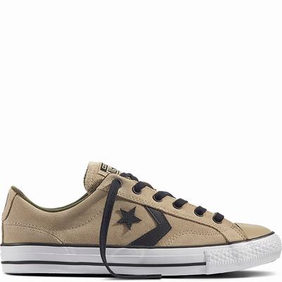 Converse Star Player Camo Suede Low Tops Womens - Khaki/Black/White Shoes (740UBJXM)
